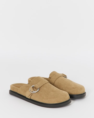 Penny Flat Buckle Mule Shoes - Wide Fit (E)