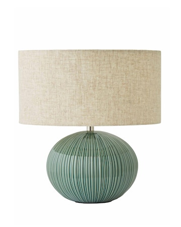 ValueLights Rebecca Ribbed Ceramic Table Lamp with Linen Shade