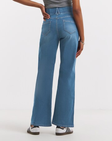 Mid Wash Wide Leg Pull On Jegging