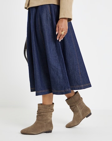 Hetty Ruched Suede Ankle Boots - Wide Fit (E)