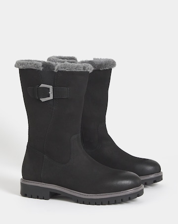 Maryse Faux Fur Trim Flat Calf Boots - Wide Fit (E)
