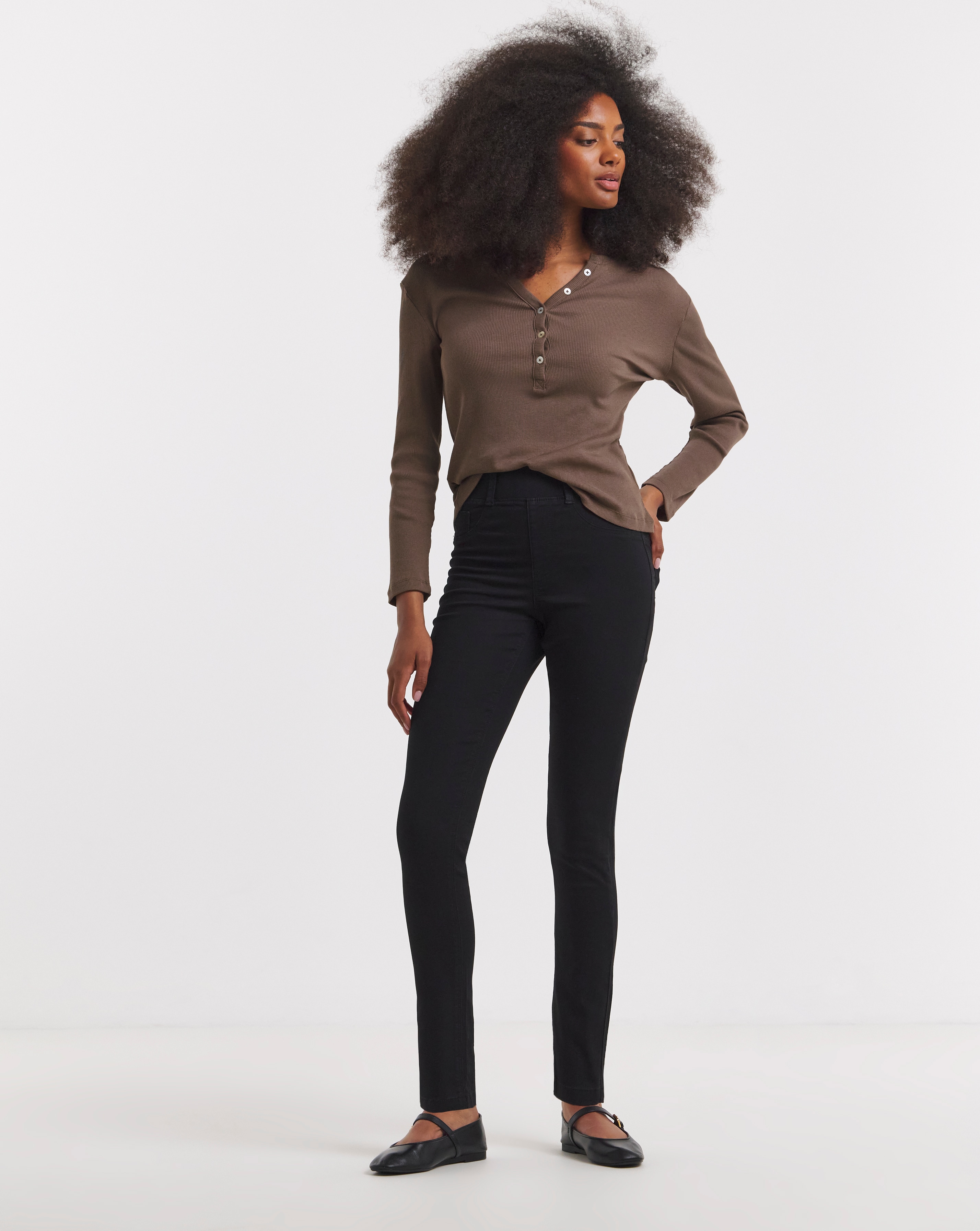 Black Stretch Slim Pull On Jeggings