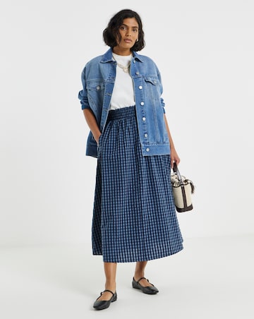 Simply Be Blue Gingham Midaxi Skirt Co-ord