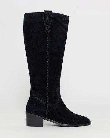 Carly Suede Knee High Western Boots - Wide Fit (E) & Curvy Calf