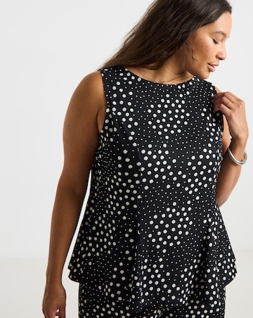 Simply Be Black Spot Peplum Top