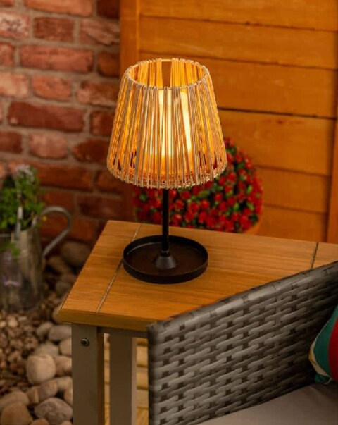 ValueLights Solar Powered Rattan Outdoor Tabletop Light, Garden Table Lamp
