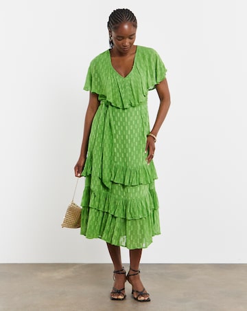 Joanna Hope Green Metallic Dobby Maxi Dress