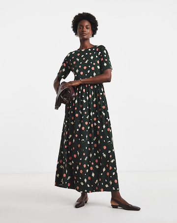 Ditsy Print Soft Touch Smock Midi Dress
