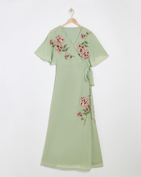 Maya Curve Embellished True Wrap Dress