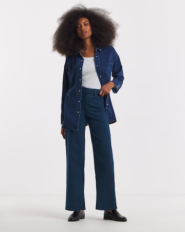 Indigo Stretch Wide Leg Pull On Jeggings