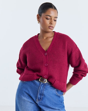 Waffle Knit Boyfriend Cardigan