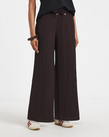 Chocolate Jersey Textured Wide Leg Trousers