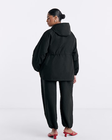 Black Hooded Swing Parka Jacket