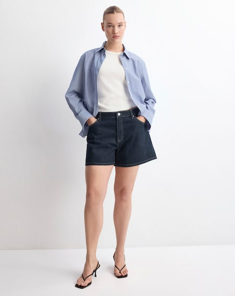 Mango Straight Mid-Rise Denim Shorts