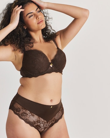 Pretty Secrets Floral Lace Brief Knickers Chocolate