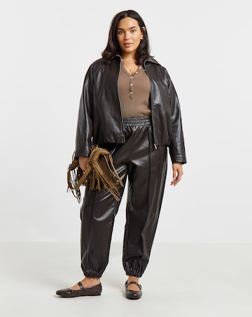 Simply Be Chocolate PU Balloon Trouser
