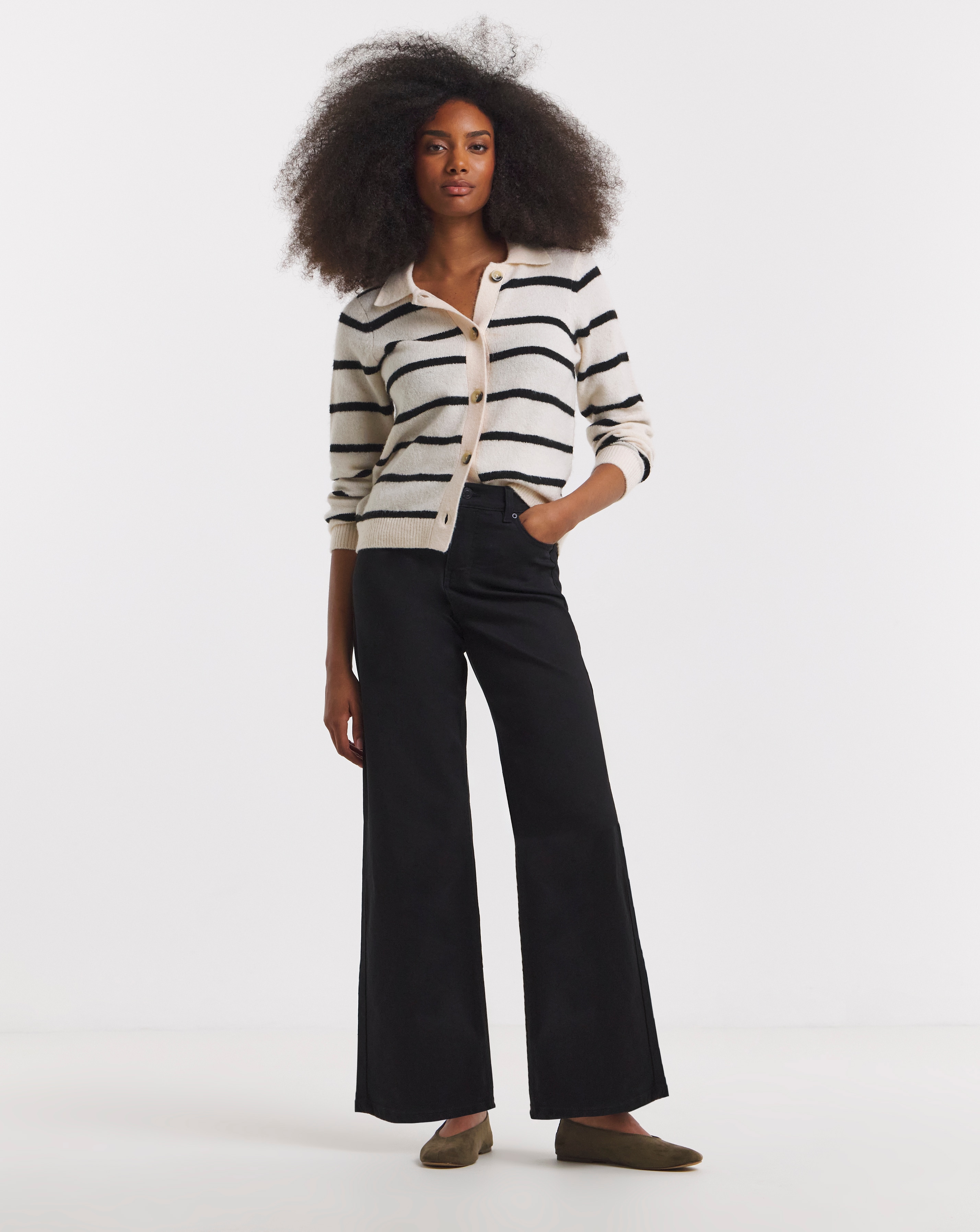 Black 24/7 Stretch Wide Leg Jeans