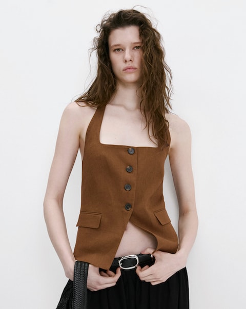 Mango Linen Suit Waistcoat