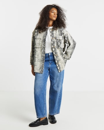 Simply Be Black Snake Print Utility Shacket