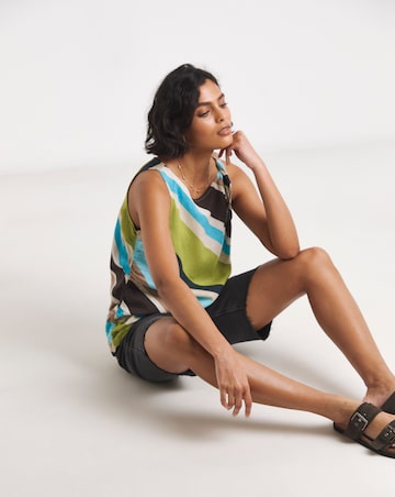 Twist Detail Linen Mix Vest Top