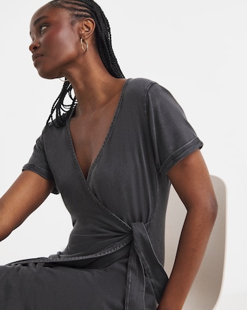 Simply Be Acid Wash Cotton Jersey Short Sleeve Midi Dress