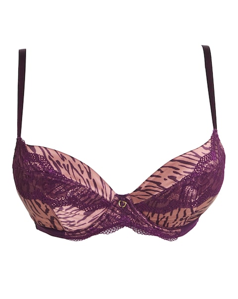 Ann Summers Infatuation DD+ Plunge Wired Bra Purple Brown