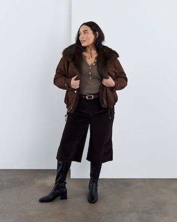Chocolate Faux Fur Collar Parka Jacket