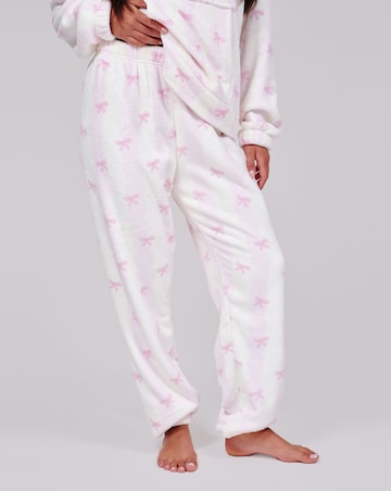 Loungeable Striped Bow Luxury Fleece Hoodie and Jogger Lounge Set