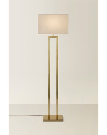 ValueLights Gloria Gold Double Stem Floor Lamp with Rectangular Shade