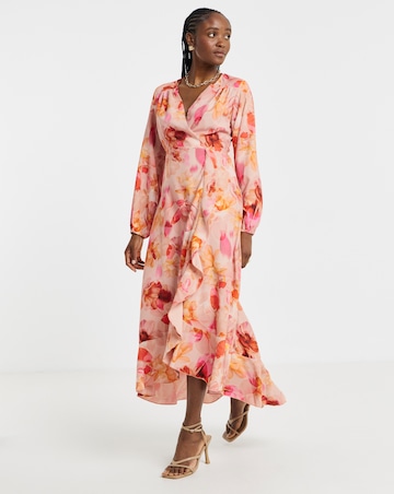 Flounce London Floral Wrap Midaxi Dress