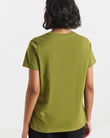Simply Be Olive Cat Placement Embroidery Short Sleeve T-Shirt