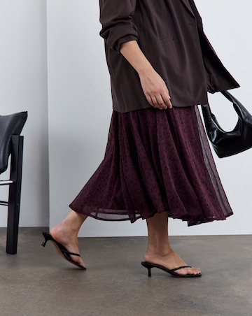 Simply Be Burgundy Floral Chiffon Godet Midi Skirt