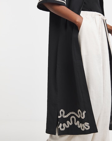 Simply Be Black Embroidered Kimono