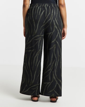Simply Be Khaki Zebra Textured Jersey Wide Leg Trouser