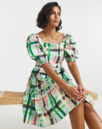 Twisted Wunder Cotton Check Mini Dress