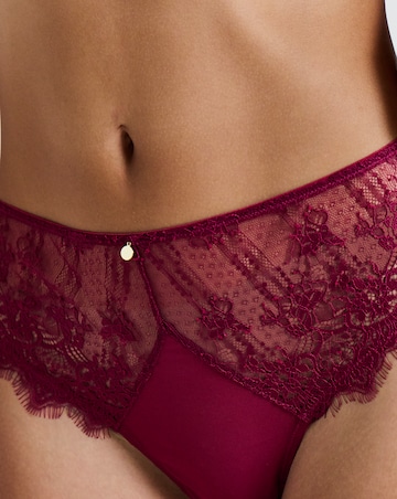 Pretty Secrets Eyelash Lace Midi Thong Burgundy