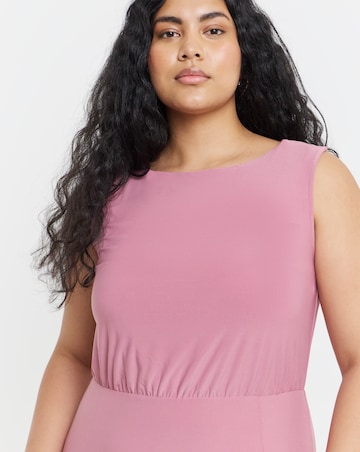 Pink Cowl Back Maxi Bridesmaid Dress With Side Split