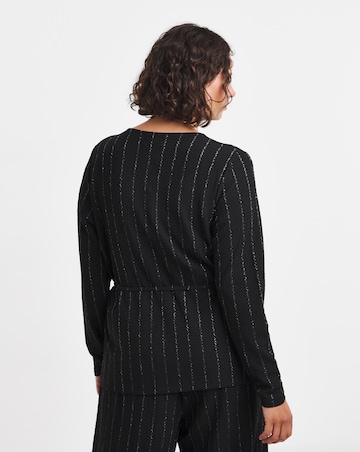 Simply Be Black Lurex Stripe Wrap Over Top