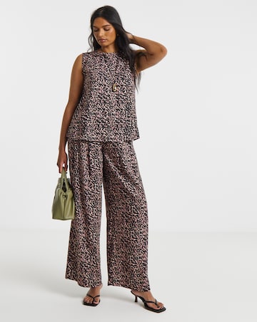 Simply Be Leopard Linen Mix Palazzo Co-Ord Trouser