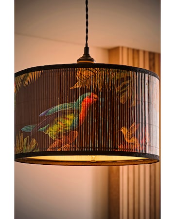 ValueLights Daintree Medium Monochrome Bamboo Drum Shade 35cm