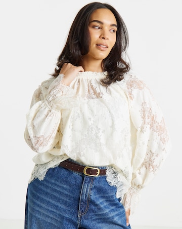 Simply Be Ivory Lace Long Sleeve Top