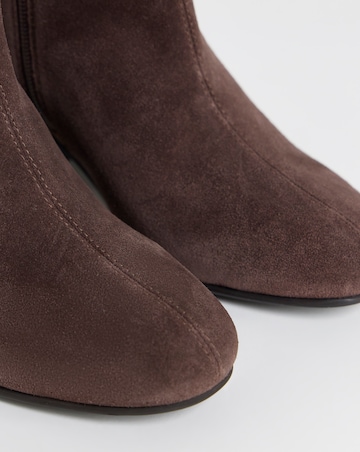 Chiba Suede Low Block Heel Ankle Boots - Wide Fit (E)