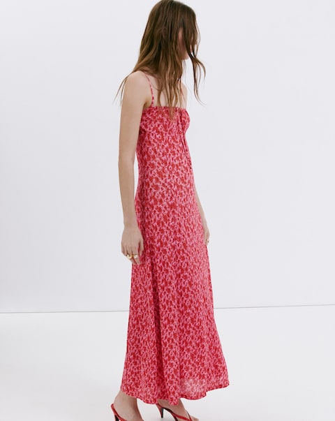 Mango Floral-Print Pleated Dress
