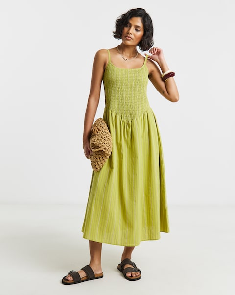 Native Youth Shirred Bodice Cami Dress