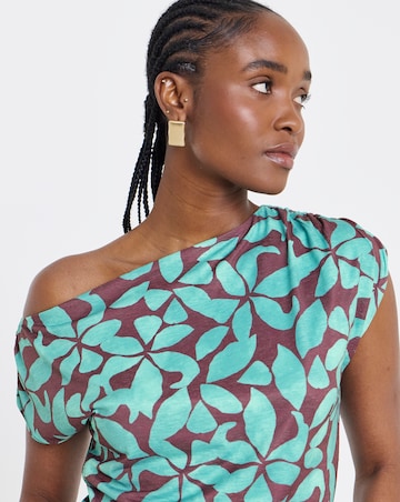 Floral Print Off the Shoulder Mesh Top