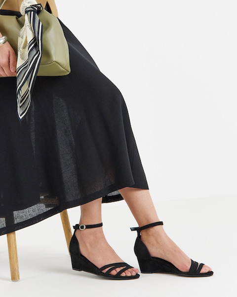 Haze Two Part Low Wedge Sandals - Wide Fit (E)