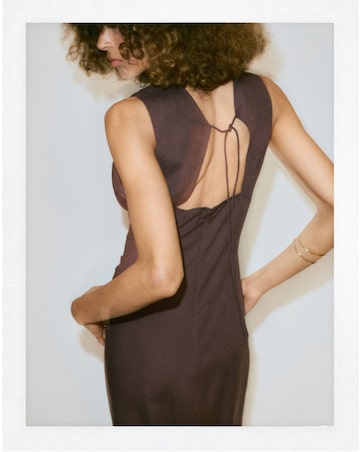 Mango Side Ruched Dress With Tie Detail