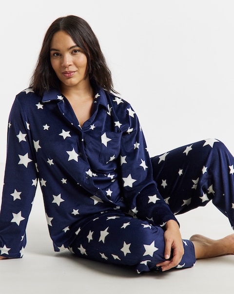 Pretty Secrets Fleece Pyjama Set Star Print