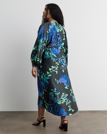 Joanna Hope Floral Satin Wrap Dress