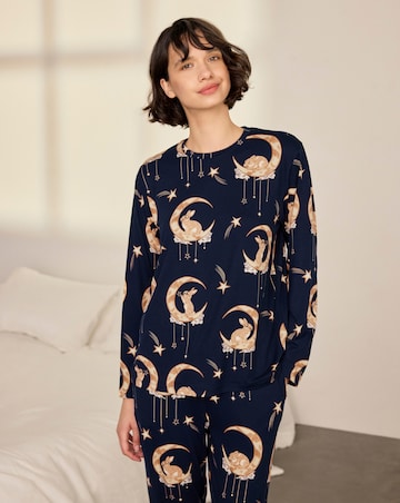 Chelsea Peers Classic Long Sleeve Crew Neck Moon Pyjama Set